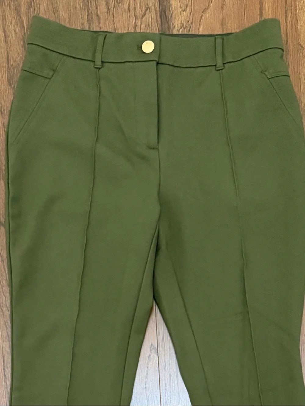 Chico's SO SLIMMING Olive Green High-Waist Elyse Pants Elastic Waistband - Picture 2 of 9
